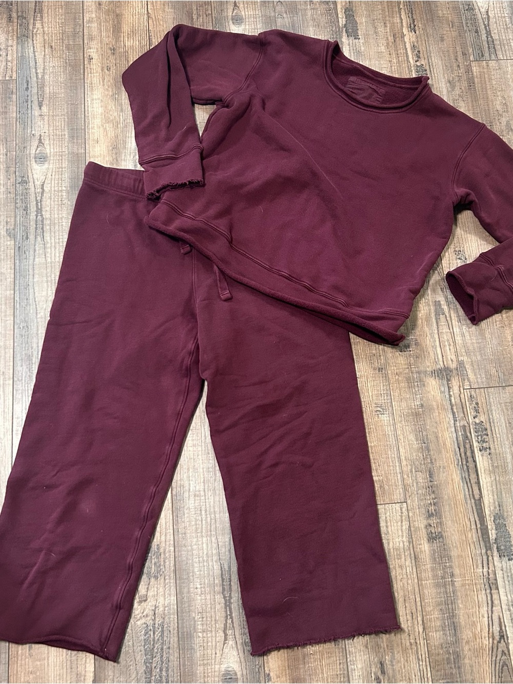 Frank & Eileen Sweatsuit Catherine Crop Wide Leg Sweatpants Boyfriend‎ Crew Neck